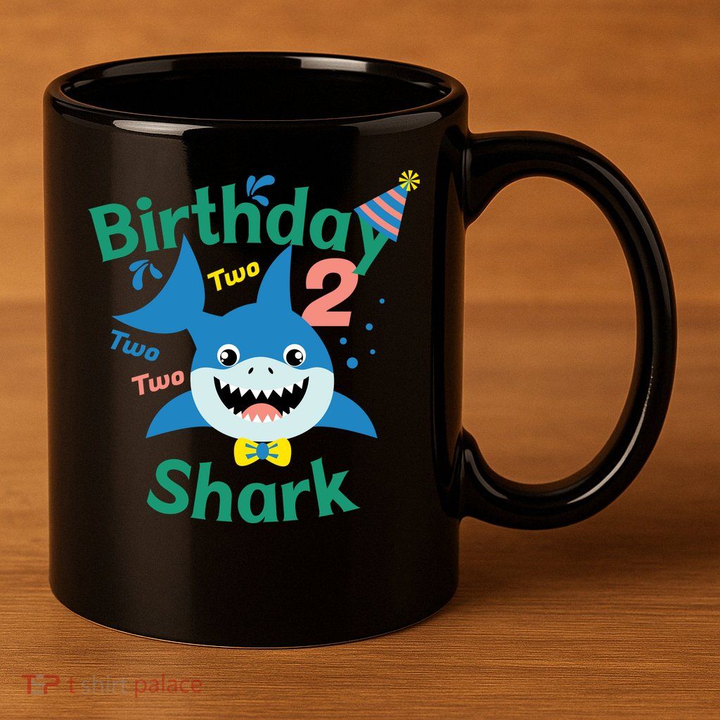 Birthday Shark Two Two Two 2nd Birthday Party 11oz C Handle Ceramic Mug
