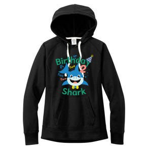 Birthday Shark Two Two Two 2nd Birthday Party Women's Fleece Hoodie