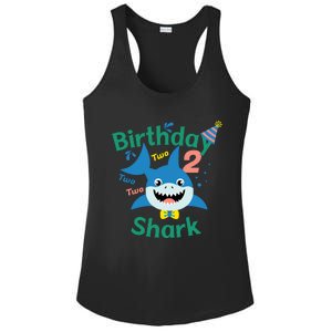 Birthday Shark Two Two Two 2nd Birthday Party Ladies PosiCharge Competitor Racerback Tank