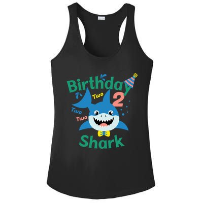 Birthday Shark Two Two Two 2nd Birthday Party Ladies PosiCharge Competitor Racerback Tank