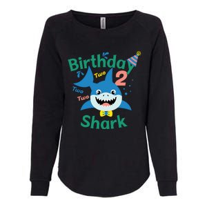 Birthday Shark Two Two Two 2nd Birthday Party Womens California Wash Sweatshirt