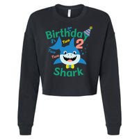 Birthday Shark Two Two Two 2nd Birthday Party Cropped Pullover Crew