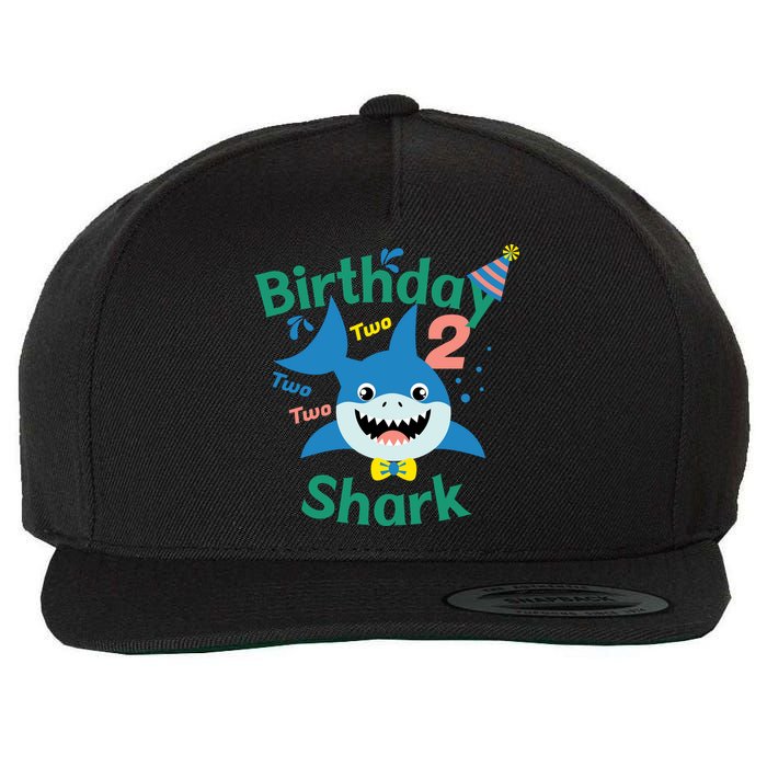 Birthday Shark Two Two Two 2nd Birthday Party Wool Snapback Cap