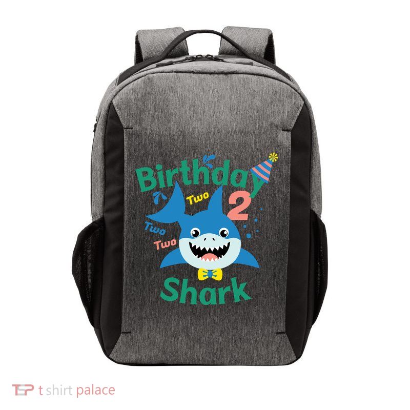 Birthday Shark Two Two Two 2nd Birthday Party Vector Backpack