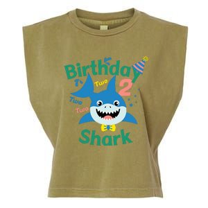 Birthday Shark Two Two Two 2nd Birthday Party Garment-Dyed Women's Muscle Tee