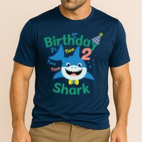 Birthday Shark Two Two Two 2nd Birthday Party Cooling Performance Crew T-Shirt