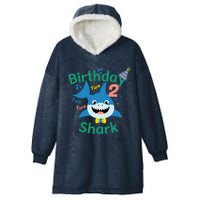 Birthday Shark Two Two Two 2nd Birthday Party Hooded Wearable Blanket