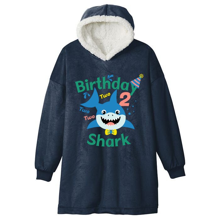 Birthday Shark Two Two Two 2nd Birthday Party Hooded Wearable Blanket