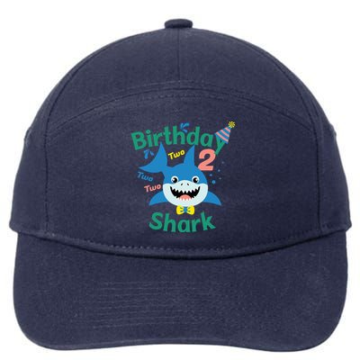 Birthday Shark Two Two Two 2nd Birthday Party 7-Panel Snapback Hat