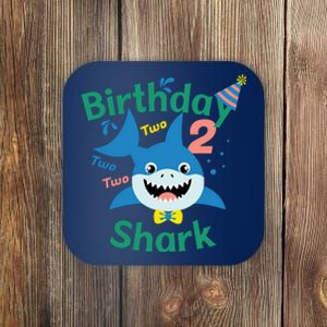 Birthday Shark Two Two Two 2nd Birthday Party Coaster