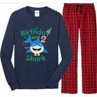 Birthday Shark Two Two Two 2nd Birthday Party Long Sleeve Pajama Set