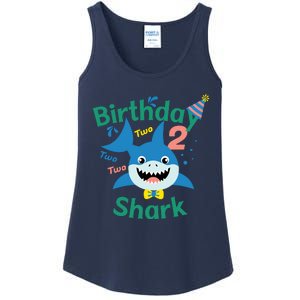 Birthday Shark Two Two Two 2nd Birthday Party Ladies Essential Tank