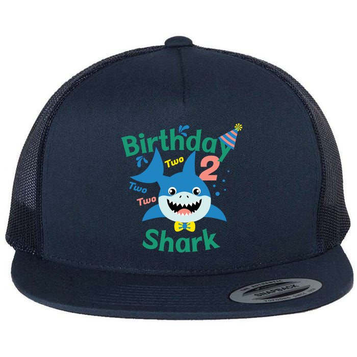 Birthday Shark Two Two Two 2nd Birthday Party Flatbill Hat