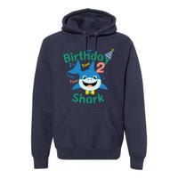 Birthday Shark Two Two Two 2nd Birthday Party Premium Hoodie