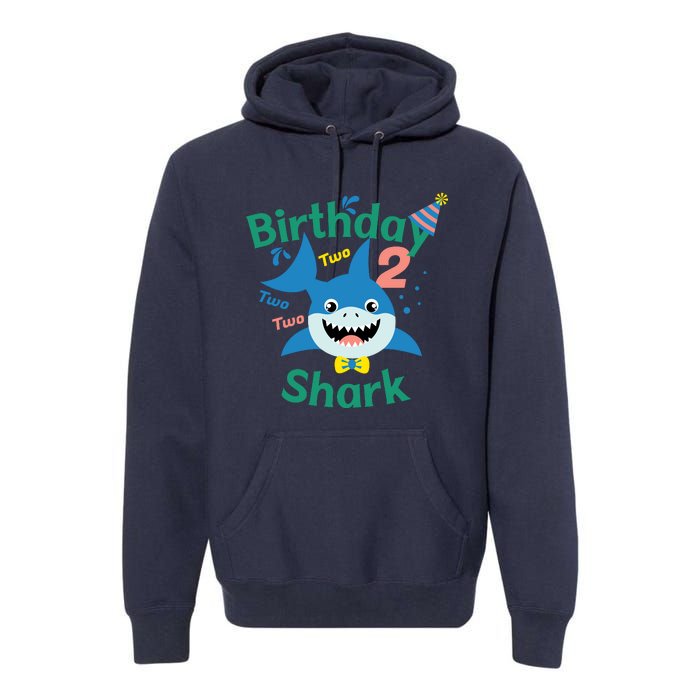 Birthday Shark Two Two Two 2nd Birthday Party Premium Hoodie