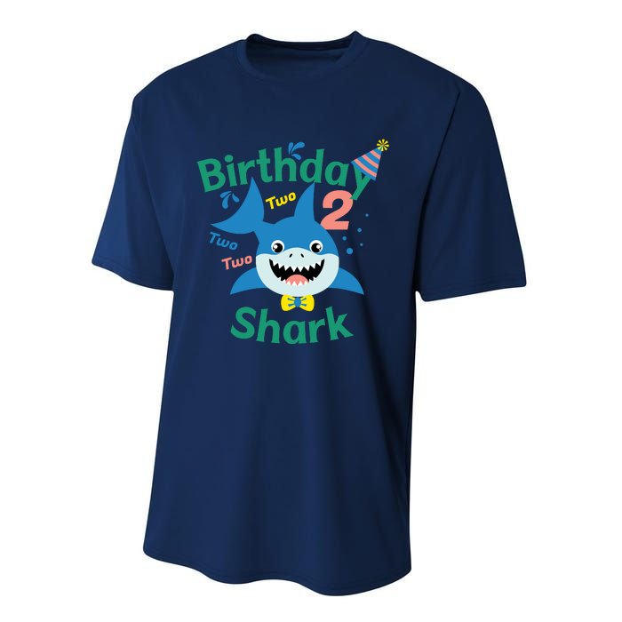 Birthday Shark Two Two Two 2nd Birthday Party Performance Sprint T-Shirt