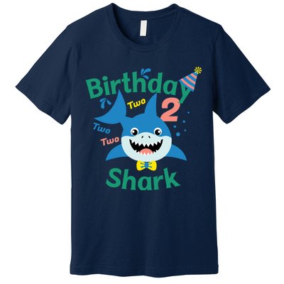 Birthday Shark Two Two Two 2nd Birthday Party Premium T-Shirt