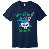 Birthday Shark Two Two Two 2nd Birthday Party Premium T-Shirt