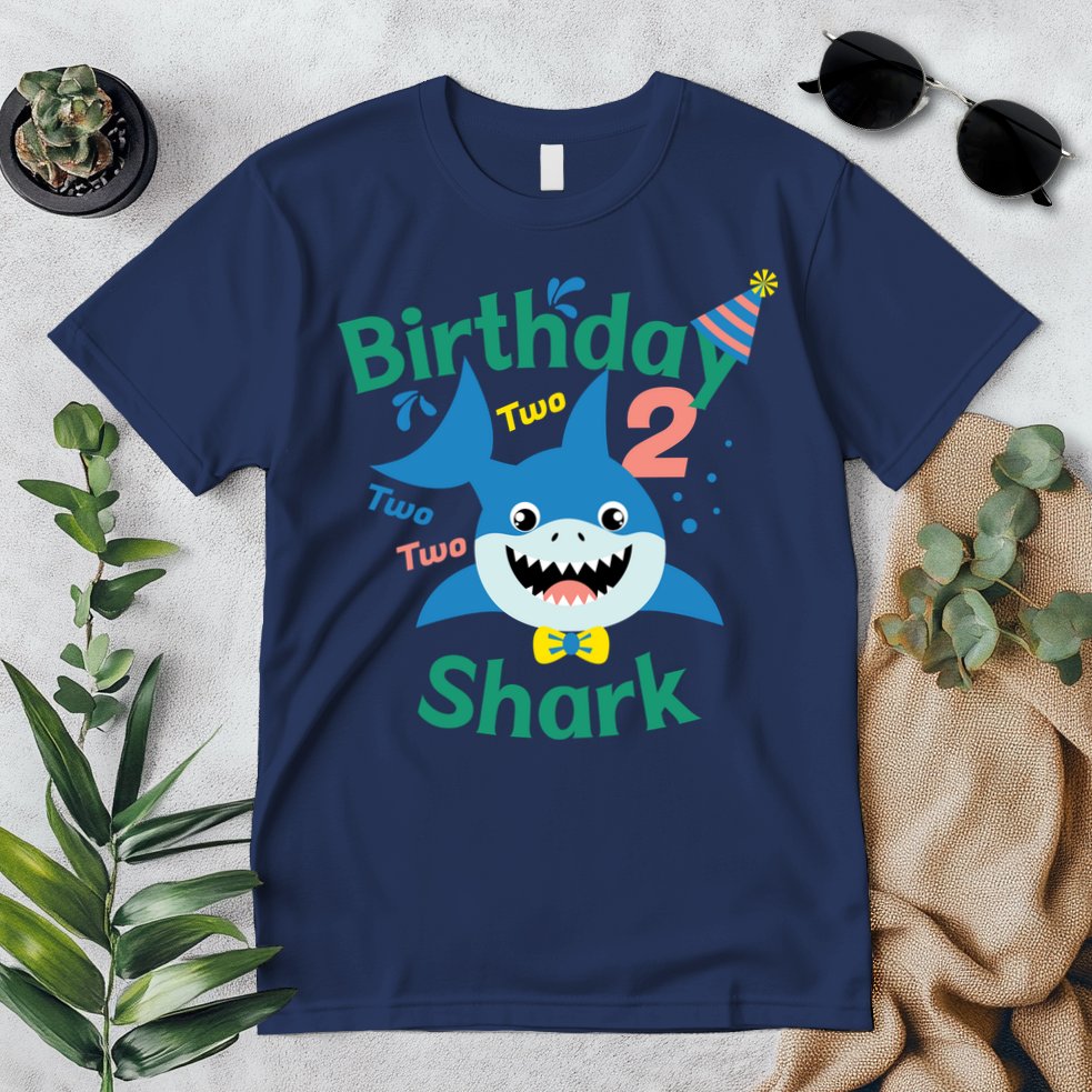 Birthday Shark Two Two Two 2nd Birthday Party Premium T-Shirt