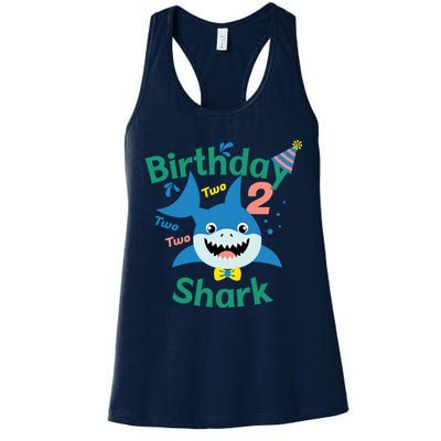 Birthday Shark Two Two Two 2nd Birthday Party Womens Tank Top