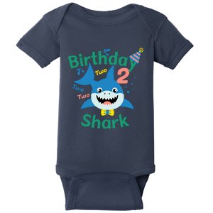 Birthday Shark Two Two Two 2nd Birthday Party Baby Bodysuit