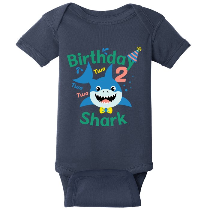 Birthday Shark Two Two Two 2nd Birthday Party Baby Bodysuit