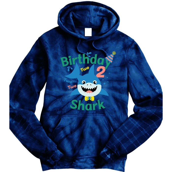 Birthday Shark Two Two Two 2nd Birthday Party Tie Dye Hoodie