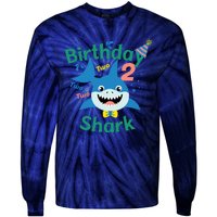 Birthday Shark Two Two Two 2nd Birthday Party Tie-Dye Long Sleeve Shirt