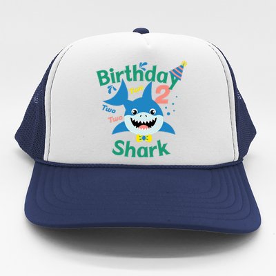 Birthday Shark Two Two Two 2nd Birthday Party Trucker Hat