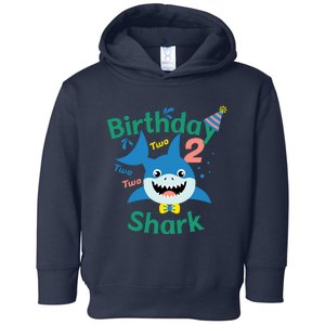 Birthday Shark Two Two Two 2nd Birthday Party Toddler Hoodie