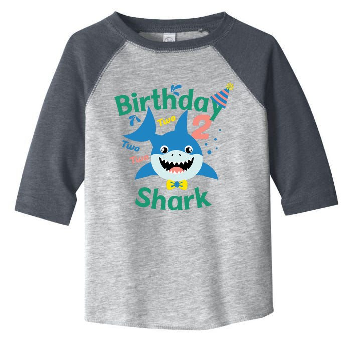 Birthday Shark Two Two Two 2nd Birthday Party Toddler Fine Jersey T-Shirt