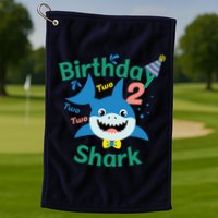 Birthday Shark Two Two Two 2nd Birthday Party Golf Towel