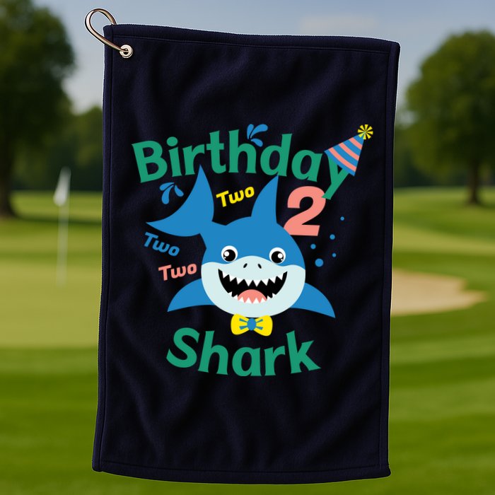 Birthday Shark Two Two Two 2nd Birthday Party Golf Towel