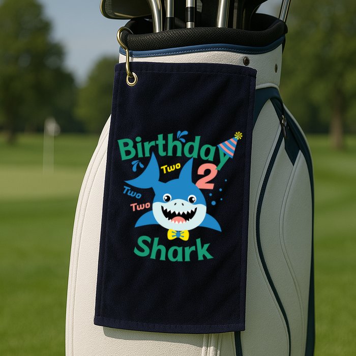 Birthday Shark Two Two Two 2nd Birthday Party Golf Towel