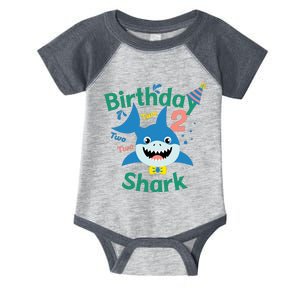 Birthday Shark Two Two Two 2nd Birthday Party Infant Baby Jersey Bodysuit