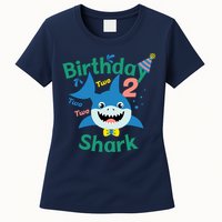 Birthday Shark Two Two Two 2nd Birthday Party Womens T-Shirt