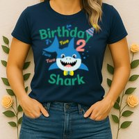 Birthday Shark Two Two Two 2nd Birthday Party Womens T-Shirt