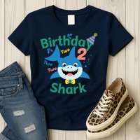 Birthday Shark Two Two Two 2nd Birthday Party Womens T-Shirt