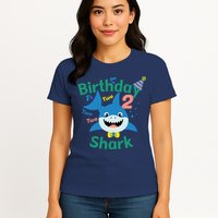 Birthday Shark Two Two Two 2nd Birthday Party Womens T-Shirt