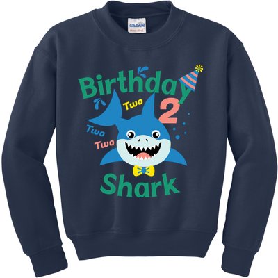 Birthday Shark Two Two Two 2nd Birthday Party Kids Sweatshirt