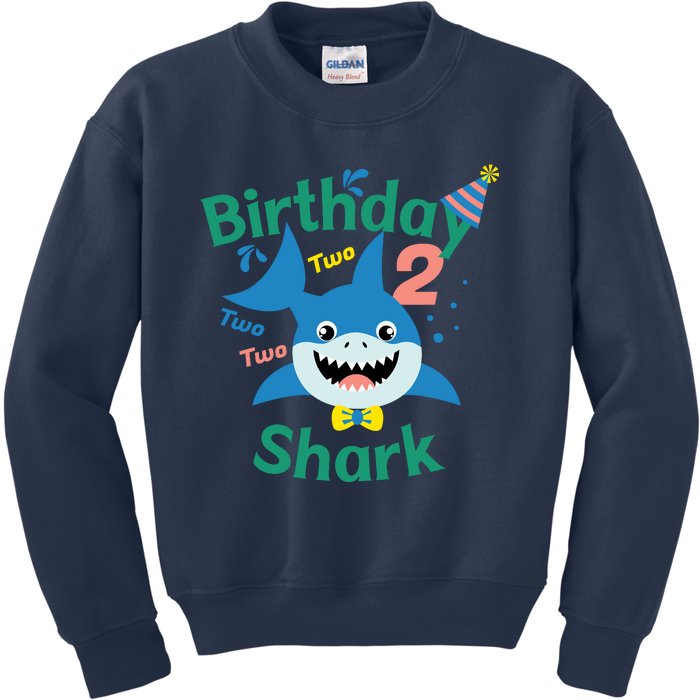 Birthday Shark Two Two Two 2nd Birthday Party Kids Sweatshirt