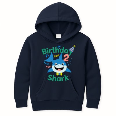 Birthday Shark Two Two Two 2nd Birthday Party Kids Hoodie