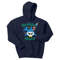 Birthday Shark Two Two Two 2nd Birthday Party Kids Hoodie