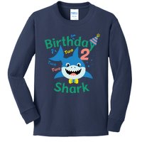 Birthday Shark Two Two Two 2nd Birthday Party Kids Long Sleeve Shirt