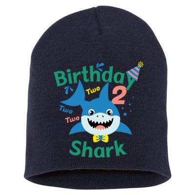 Birthday Shark Two Two Two 2nd Birthday Party Short Acrylic Beanie