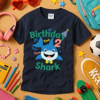 Birthday Shark Two Two Two 2nd Birthday Party Kids T-Shirt
