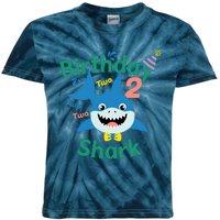 Birthday Shark Two Two Two 2nd Birthday Party Kids Tie-Dye T-Shirt