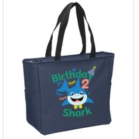 Birthday Shark Two Two Two 2nd Birthday Party Zip Tote Bag