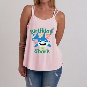 Birthday Shark Two Two Two 2nd Birthday Party Women's Strappy Tank