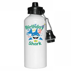 Birthday Shark Two Two Two 2nd Birthday Party Aluminum Water Bottle